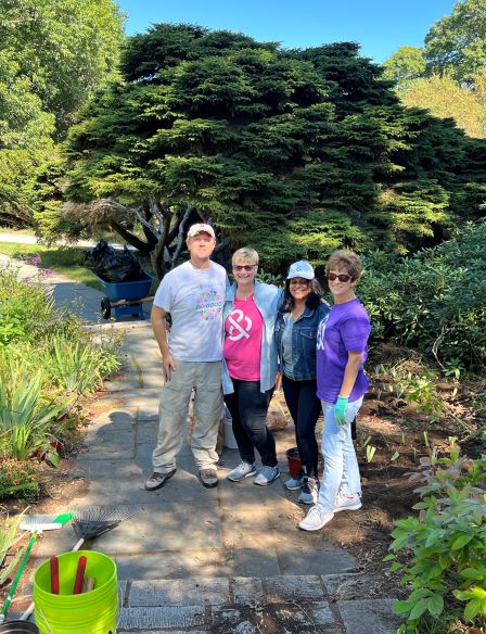 Dun & Bradstreet employees provided a day of volunteer service and assisted with the division and replanting of the iris, pictured here in the west slope garden
